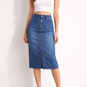 New York & Company Denim Button-Down Pencil Skirt